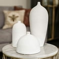 thumbnail image 2 of Urban Trend Collection 53506 Vase Rond en Céramique avec Col Court et Petite Ouverture, Finition Peignée - Blanc, 2 of 3