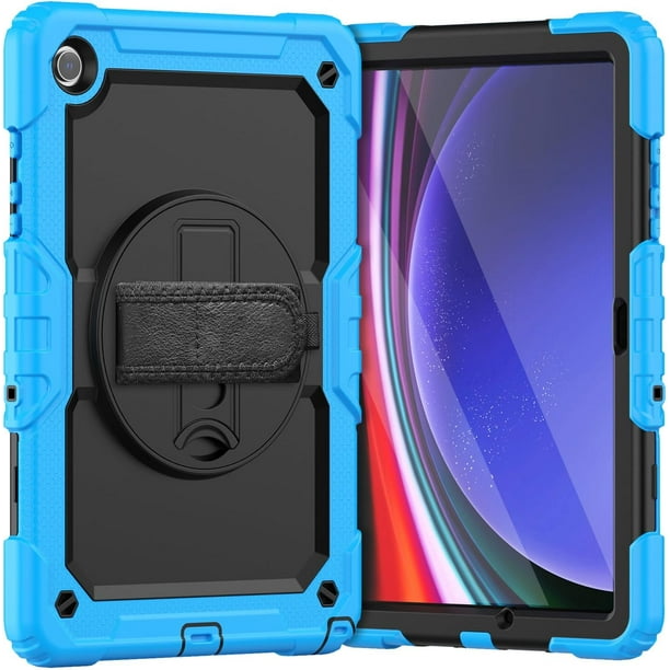 Samsung Galaxy Tab A9+/A9 Plus Funda Protectora, Soporte Giratorio de 360 ° (Azul Claro)