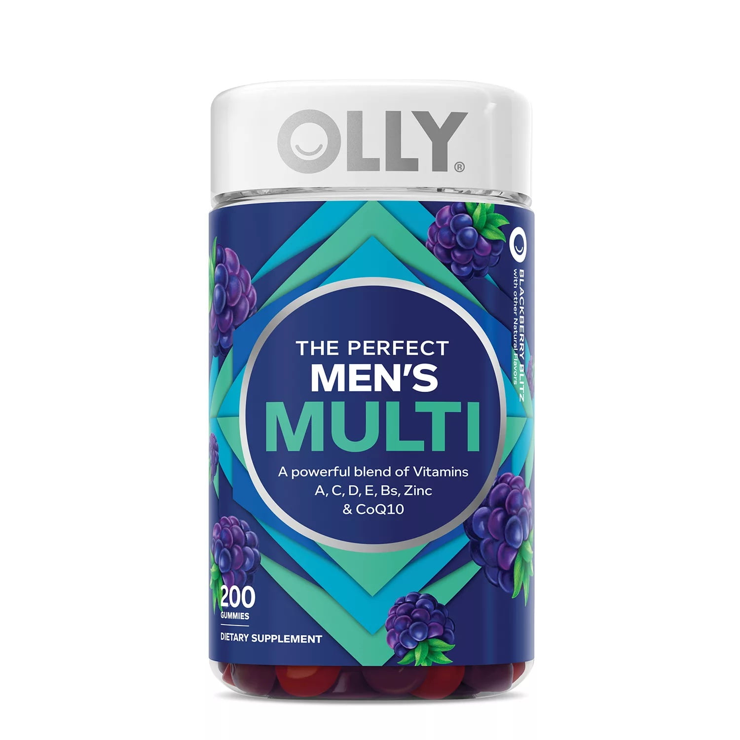 OLLY Men's Multivitamin Gummy, Blackberry Flavor (200 Count)