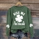 thumbnail image 2 of Gibobby Sudaderas con cremallera Sudadera informal de manga larga con estampado de cuatro para el día de San Patricio, sudadera verde con cuello redondo para mujer (Blanco, XXXL), 2 of 4