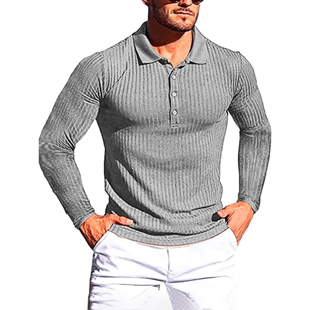 Sunloudy Men's Spring Autumn Casual Shirts Solid Color Long Sleeve Lapel Tops Button Shirts for Party