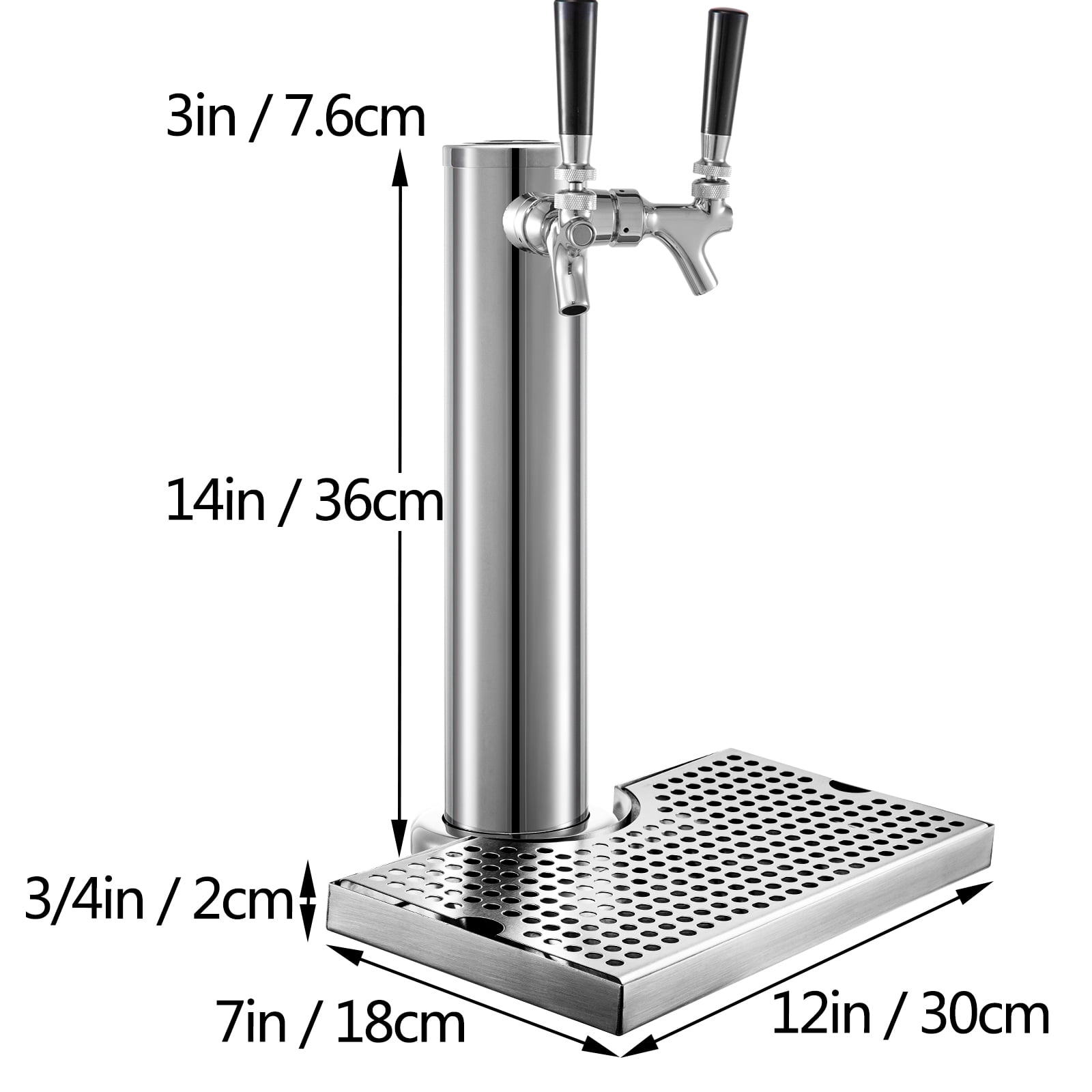 3 Kegerator Tower FERRODAY Dual Faucet Draft Beer Tower Double Faucet Tap Beer Tower Dispenser Double Beer Tap Chrome Plated Stainless Steel Core Faucet Beer Tower Pre-assembled Lines for Homebrew