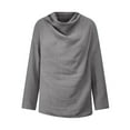 thumbnail image 3 of Women Long Sleeve Shirts Plus Size Cowl Neck Tops Plain Linen Slouchy Casual Loose Pullover Spring Fashion Blouse, 3 of 5