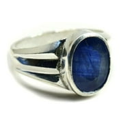 jp 925 Starling Silver Certified Natural Blue Sapphire Men,s Handmade Ring Gift