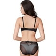 thumbnail image 3 of Soutien-gorge Aguichant pour Femme en Dentelle Brodée de Fleurs, Balconnet Transparent à Armatures, Non Doublé, avec Culotte et String, 3 Pcs, 3 of 5