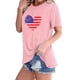 thumbnail image 2 of Tops Cortos para Mujeres Bandera de Moda Impresa Cuello Redondo, Camiseta de Manga 3/4 para Uso Diario, Casero Y Cómodo, 2 of 4
