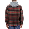 thumbnail image 2 of Men's Heavyweight Cotton Flannel Warm Sherpa Lined Snap Button Plaid Jacket (2 Dark Green 14, L), 2 of 3