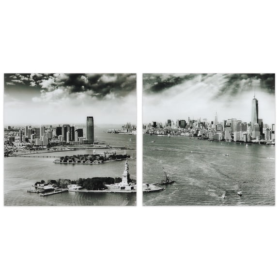 Empire Art Direct New York Skyline A & B Frameless Free Floating Tempered Glass Panel Graphic Wall Art, 36" x 36" each, Ready to Hang
