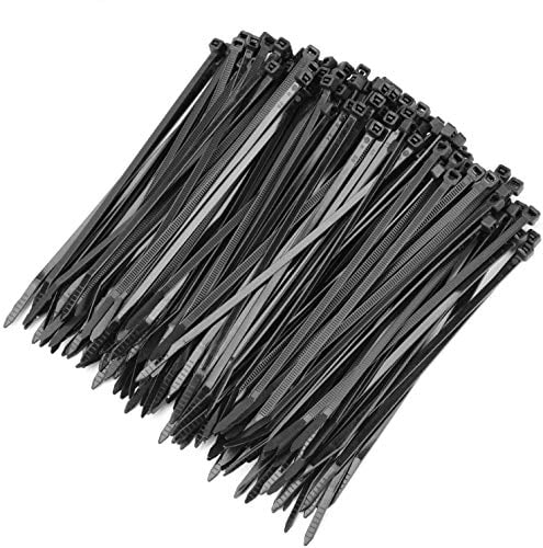 200 PACK 4 INCH ZIP CABLE TIES NYLON BLACK 18 LBS UV WEATHER RESISTANT WIRE 