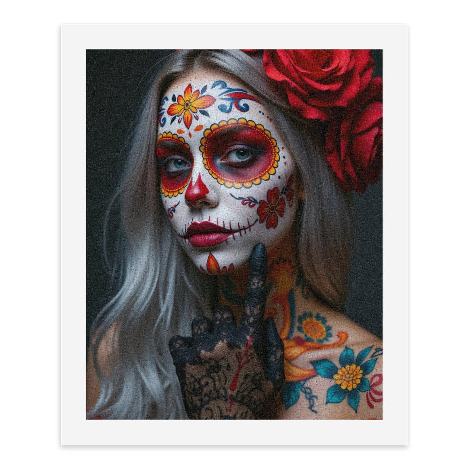 Paint By Numbers Kit for Adults Beginner - Colorful Face Paint Floral Art DIY Canvas Painting Kits for Adults, Frameless Paint By Number for Adults for Home Wall Decor 16x20 Inch