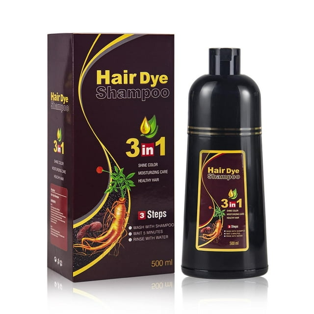 Black Instant Hair Color Shampoo for Gray Hair, 3 In 1 Black Hair Dye Shampoo, 100% Grey Coverage, E multicolor