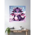 thumbnail image 2 of A Kawaii-Style Dragon With Big Sparkling Eyes Poster Wall Art, Modern Wall Decor For Living Room Bedroom, 8x12 UNFRAMED, 2 of 3