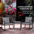 thumbnail image 4 of Outsunny Wicker Rocking Bistro Set w/ Coffee Table Rocking Chairs Gray, 4 of 10