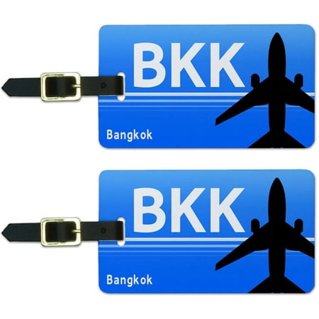 Bangkok Thailand (BKK) Airport Code Luggage Suitcase Carry-On ID Tags, Set of 2