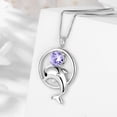 thumbnail image 5 of Juwaliy 925 Sterling Silver Cute Dolphin Necklace for Women,June Birthstone Alexandrite Pendant Sea Animal Charm Jewelry Birthday Gifts for Daughter, 5 of 9