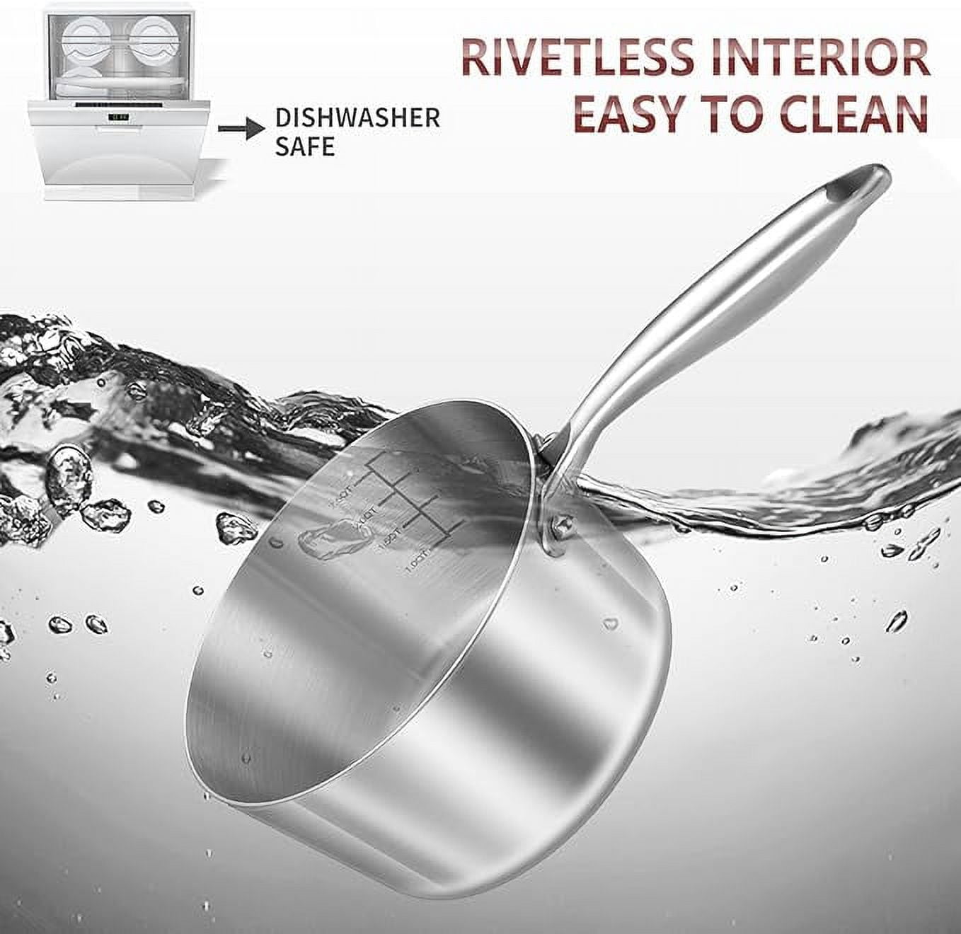 LOLYKITCH Whole Body Tri-Ply Stainless Steel Saucepan Set,1QT & 3QT,Induction Cooking Pot,Oven and Dishwasher Safe.