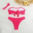thumbnail image 6 of ZQGJB Women's Two Piece Bandeau Swimsuit Ribbed Solid Color Strapless Tube Bikini Top with Mid Waist Cheeky Bottom Bathing Suit(Hot Pink,XL), 6 of 7