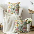 thumbnail image 3 of Spring Floral Pillow Covers 18x18 Set of 2 Cute Wild Flower Pink Yellow Blue Plant Print Decorative Throw Pillow Cases Outdoor Seasonal Farmhouse Decor for Sofa Couch Bed, 3 of 6