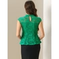 thumbnail image 4 of DARING DIVA Lace Floral Crochet Sleeveless Peplum Blouse S Green, 4 of 6
