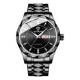 thumbnail image 1 of Reloj de cuarzo con calendario de acero de tungsteno impermeable para hombre Negro, 1 of 10