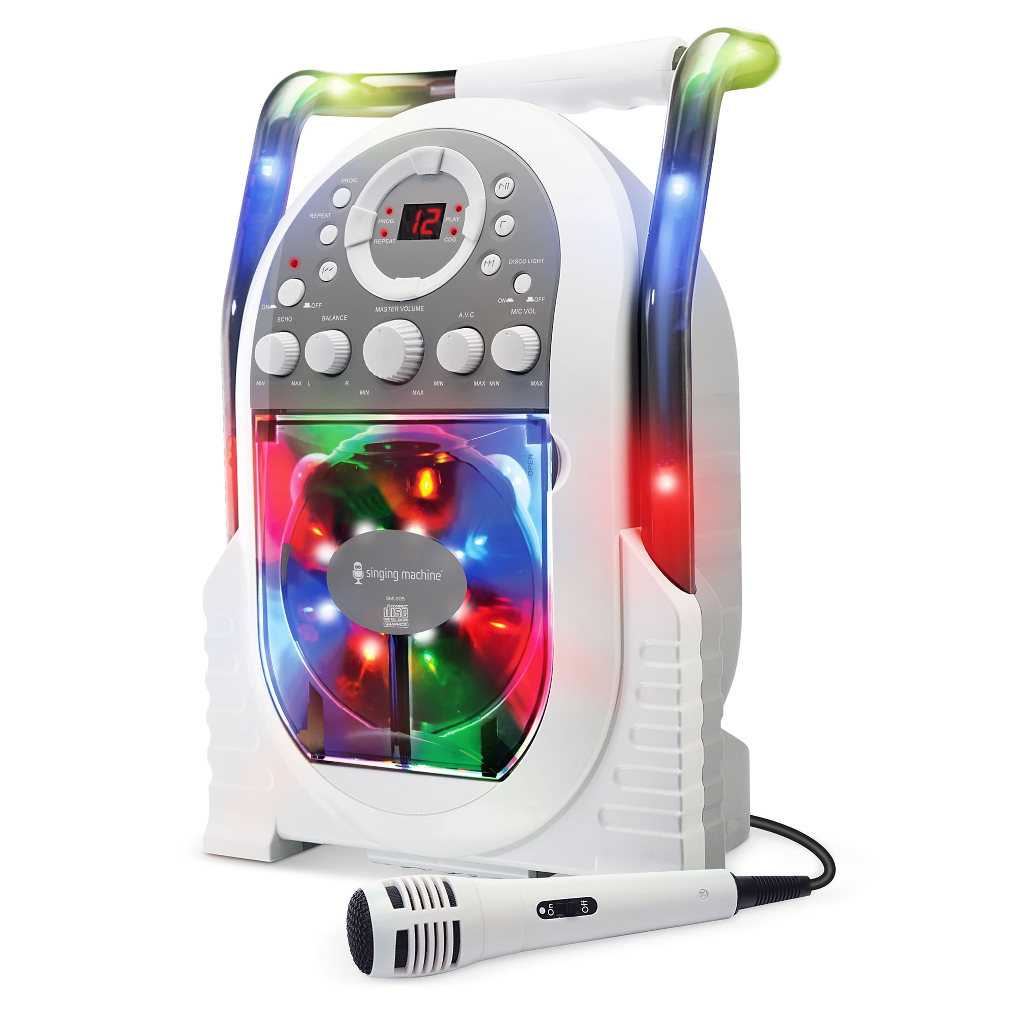 Singing Machine Portable Karaoke System with LED Disco Lights, CD + G