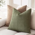 thumbnail image 5 of SUSIELADY Set of 2 Decorative Linen Check Throw Pillow Covers, 20×20 Inch, Neutral Farmhouse Vintage Boho Cushion Covers for Sofa, Chair, Bedroom, Living Room, Green, 5 of 7