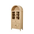 thumbnail image 4 of 71" Tall Arched Pantry Cabinet, Farmhouse Kitchens Storage Cabinets with 1 Large Drawer and 4 Doors, Freestanding Versatile Cupboard for Living Room, Natural, 4 of 9