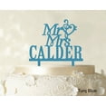 thumbnail image 1 of Mr & Mrs Wedding Cake Topper Personalized Turquoise Blue Cake Topper Color Option Available 5-7 Inches Wide, 1 of 1
