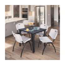 Breakroom Table Set with 4 Stack Chairs - 30" Square - Grey & Black
