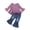 Purple, variant on Yaoqi 2T Toddler Girl Outfit Set 3T Child Girls Winter Clothes Ruffle Long Sleeves Pullover Top Bowknot Flared Denim Pants 2pcs Clothing Purple