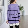 thumbnail image 4 of AINIYS Girls Crewneck Pullover Long Sleeve Loose Soft Swing T-Shirt Fashion Irregular Striped Hem Lace Sweatshirt Purple 6-7Years, 4 of 5