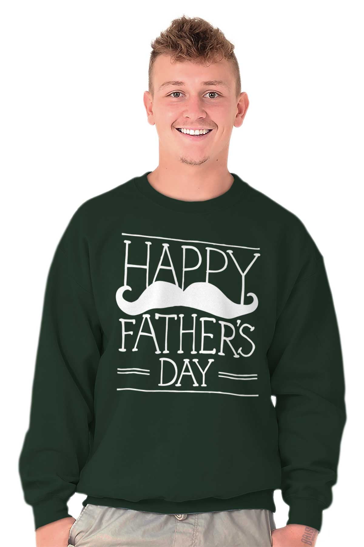 Father's Day Mens Crewneck Pullover Sweat Shirt Mustache Dad World Greatest Father Day Idea