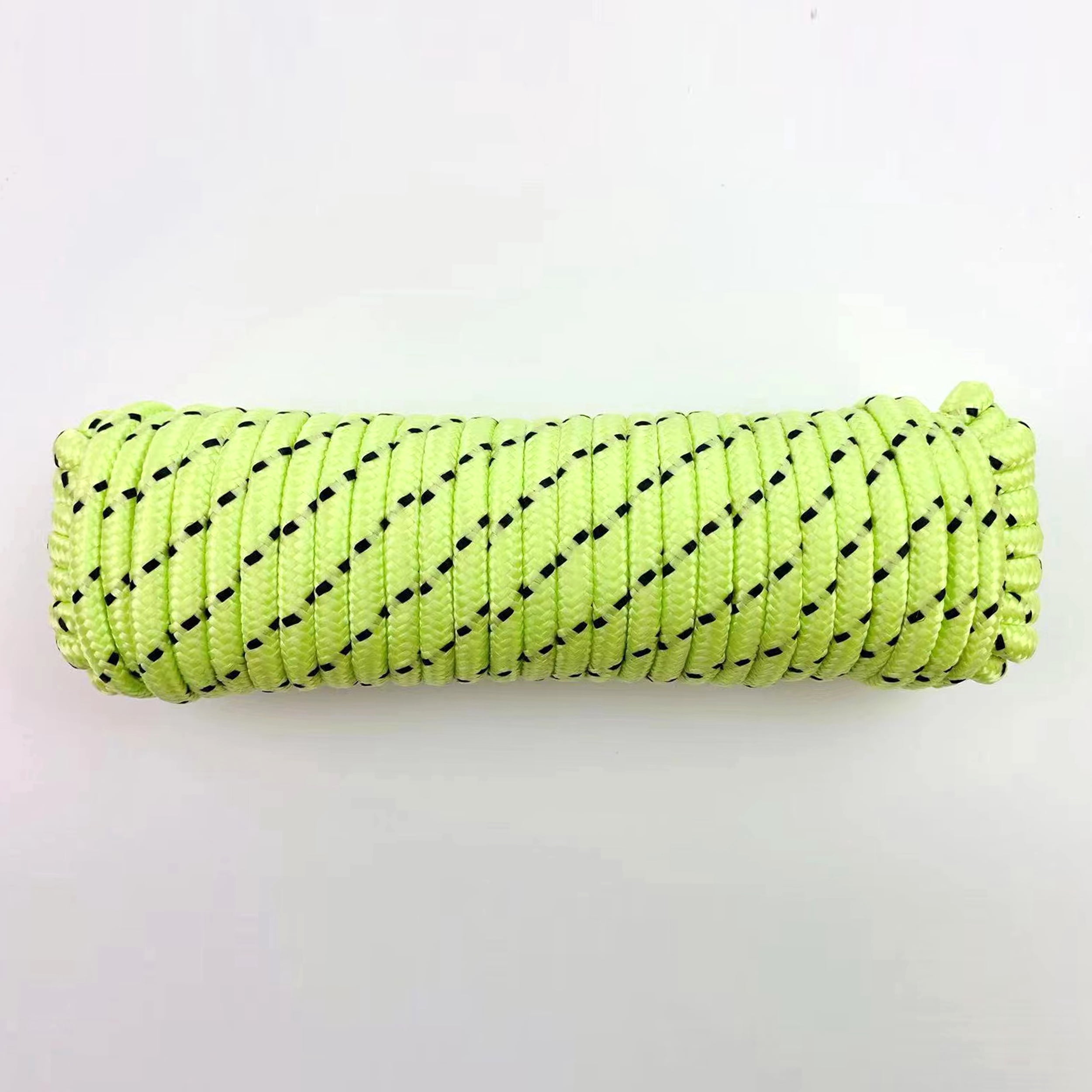 (3 pack) Hyper Tough 1/4 inch Glow-in-Dark Polypropylene Diamond-Braid Rope, 50 feet, Green