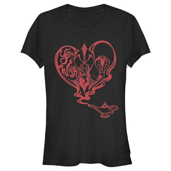 Junior's Aladdin Jafar Valentine's Day You Wish Graphic Tee Black 2X Large