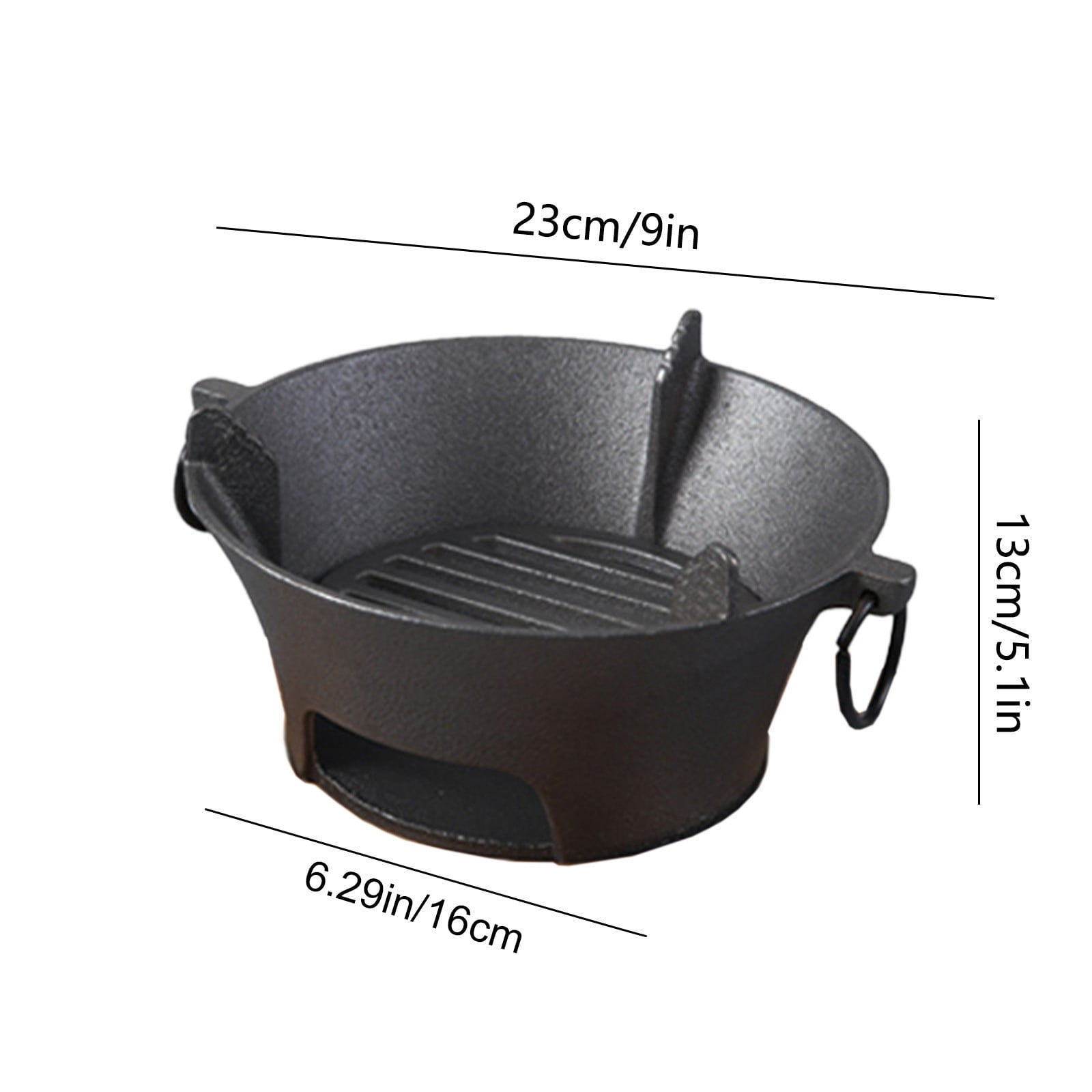 Cast Iron Round Charcoal Grill for Outdoor Cooking Camping Picnic Backyard Heating Hibachi Portable - 1 Pack