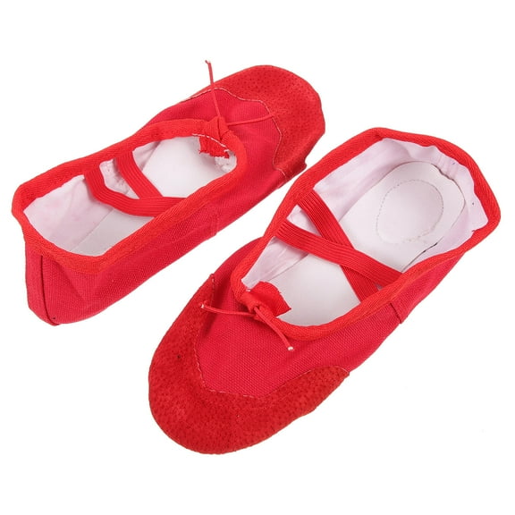 ELAYARD 1 Pair of Ballet Shoes for Girls PU Red Anti-slip Breathable Design Size 34