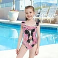 thumbnail image 4 of Girls Ruffle One Piece Swimsuit, Stretchy Fabric for Beach & Pool Activities Cute Baby Cows with Flowers, 4 of 8
