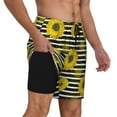 thumbnail image 3 of Daiia Sunflowers On Black And White Stripes Mens Swim Trunks Swim Shorts Quick Dry Swim Shorts with Mesh Lining Pockets-3X-Large, 3 of 9