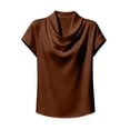thumbnail image 4 of IUYRTFE Women's Draped Cowl Neck Short Sleeve Satin Blouse – Elegant Solid Color Summer Top for Office and Casual Daily Wear, 4 of 7