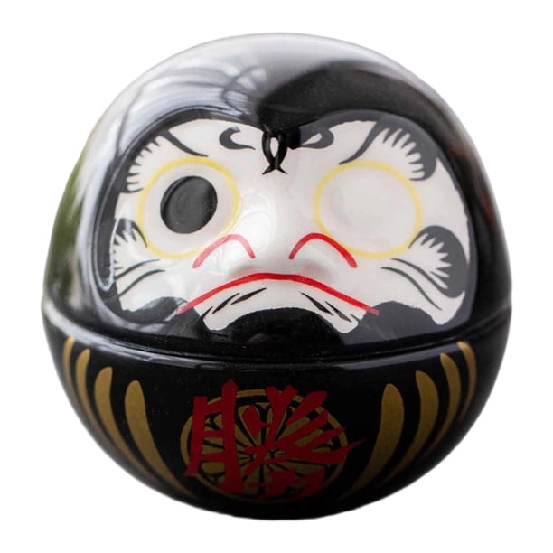 Muñeca pequeña de una colección de esculturas de arte japonés, figura decorativa en miniatura. Negro