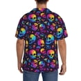 thumbnail image 3 of Balery mushroom rainbow color Skull Camisa Casual de Manga Corta con Botones para Hombre, Texturizada, Estilo Cubano, para Playa, Verano-XX-Large, 3 of 5