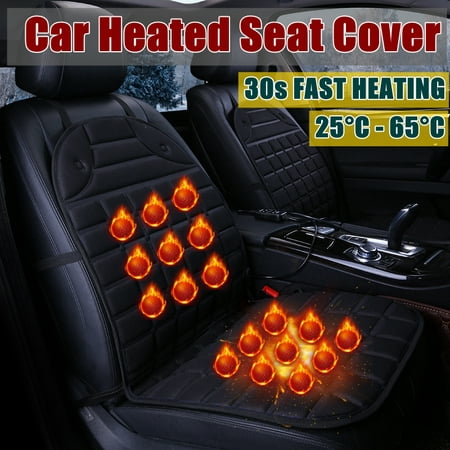 AUGIENB 1/2Pcs Car Universal Front Seat Heated Cover Hot Pad Car Heated Cushion Warm Gift Winter Heater Cloth For Car Truck Vehicle SUV, Black,