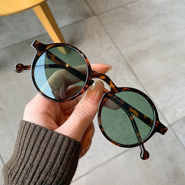 Mocha Milk Tea Color Gafas de sol Moda Estilo coreano Pequeñas gafas de sol con montura redonda para hombres y mujeres