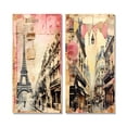 thumbnail image 2 of Designart "Vintage Collage Paris Chronicles III" City Paris Wall Art Set Of 2 - Traditional Pink Wall Decor Set Of 2, 2 of 6