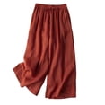 thumbnail image 6 of Cotton Linen Pants Women 2026 Summer Elastic High Waist Wide Leg Loose Fit Lounge Pants with Pockets, 6 of 6