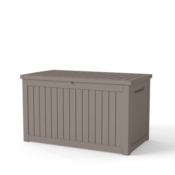 230 Gallon Lockable Resin Deck Box, Waterproof & UV-Resistant Outdoor Storage Box for Outdoor Cushion Storage, Garden Tools & Pool Accessories Storage