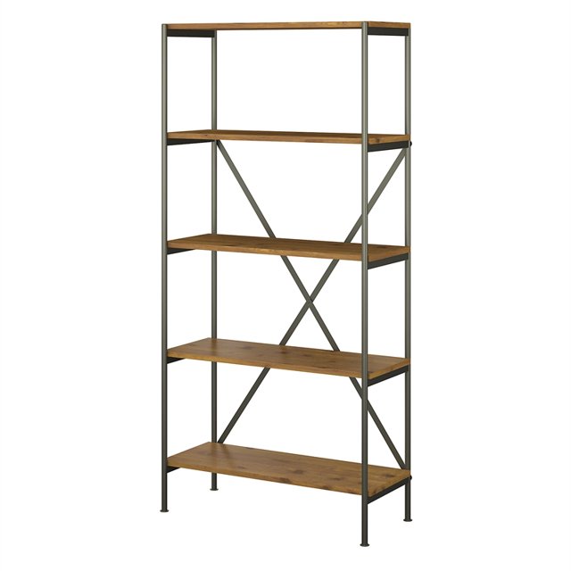 Ironworks 5 Shelf Bookcase in Vintage Golden Pine - Engineered Wood