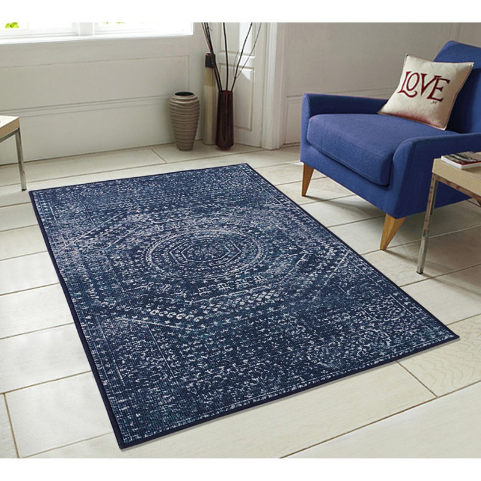 RugSmith Helix Denim Distressed Transitional Area Rug, 3' x 5