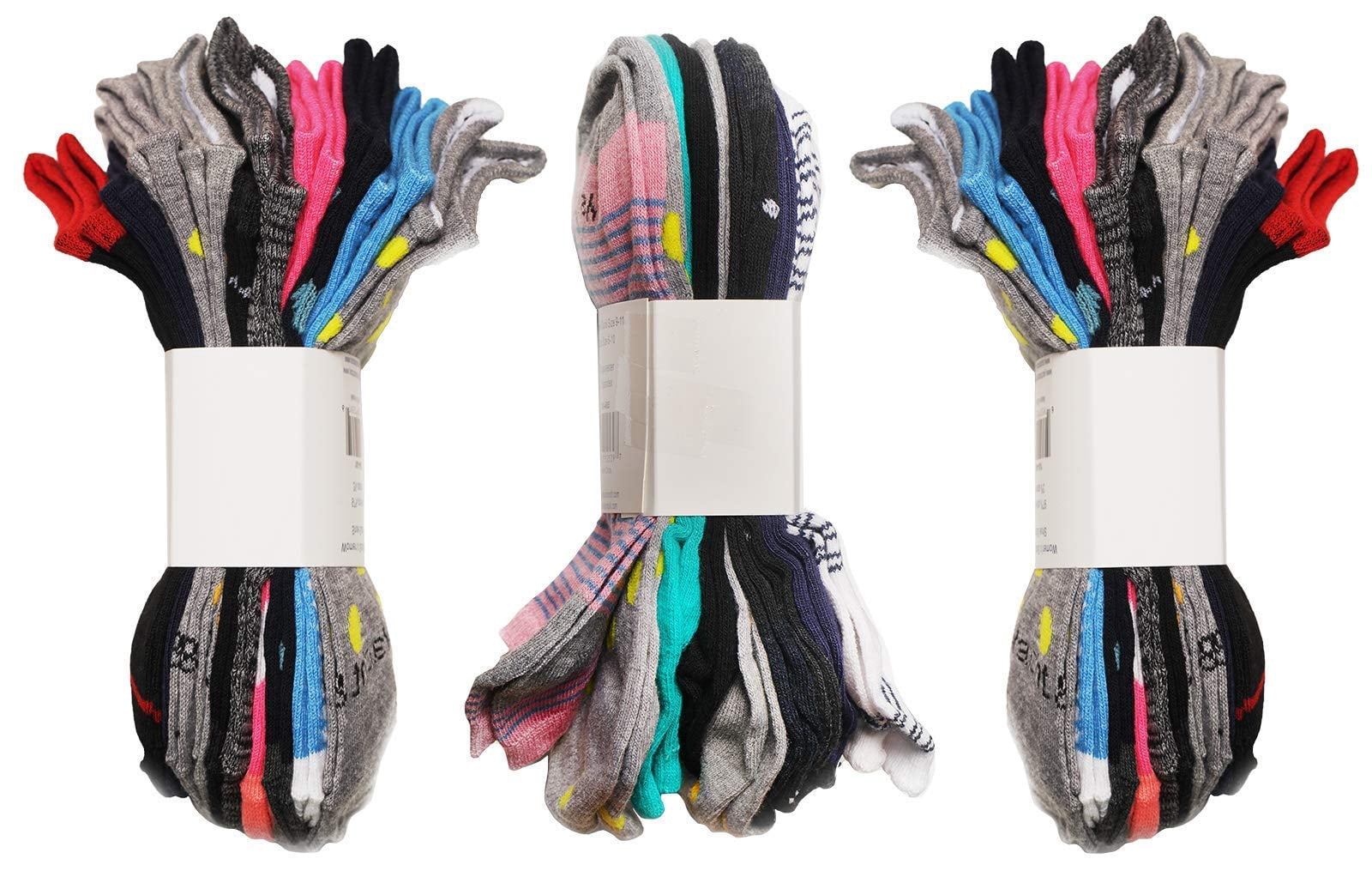 30 Pairs Low Cut Ankle Socks for Women Girls Boys Men, Bulk Pack, Fun Cute, Patterned Colorful Soft (Womens 30 Pairs Patterned)