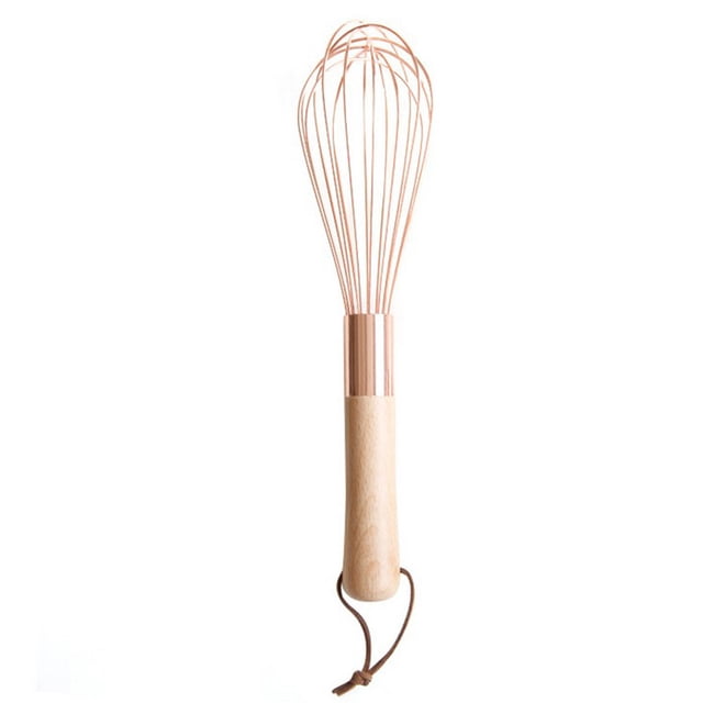Batidor de huevos espumador de crema de madera Batidor de acero inoxidable Batidor de huevos Herramientas de cocina para mezclar de oro rosa Espumador de crema firme y ANGGREK Otros